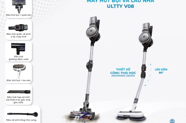 Máy hút bụi và lau nhà Ultty V08 giúp nhà sạch đẹp