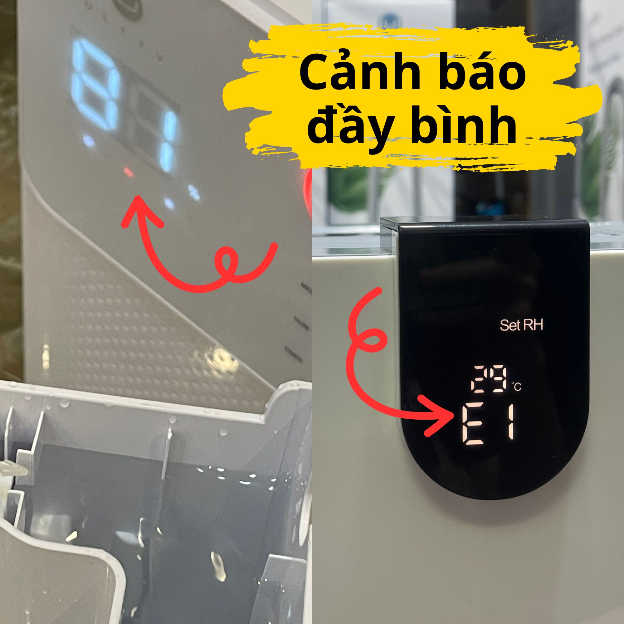 máy hút ẩm dừng khi đầy