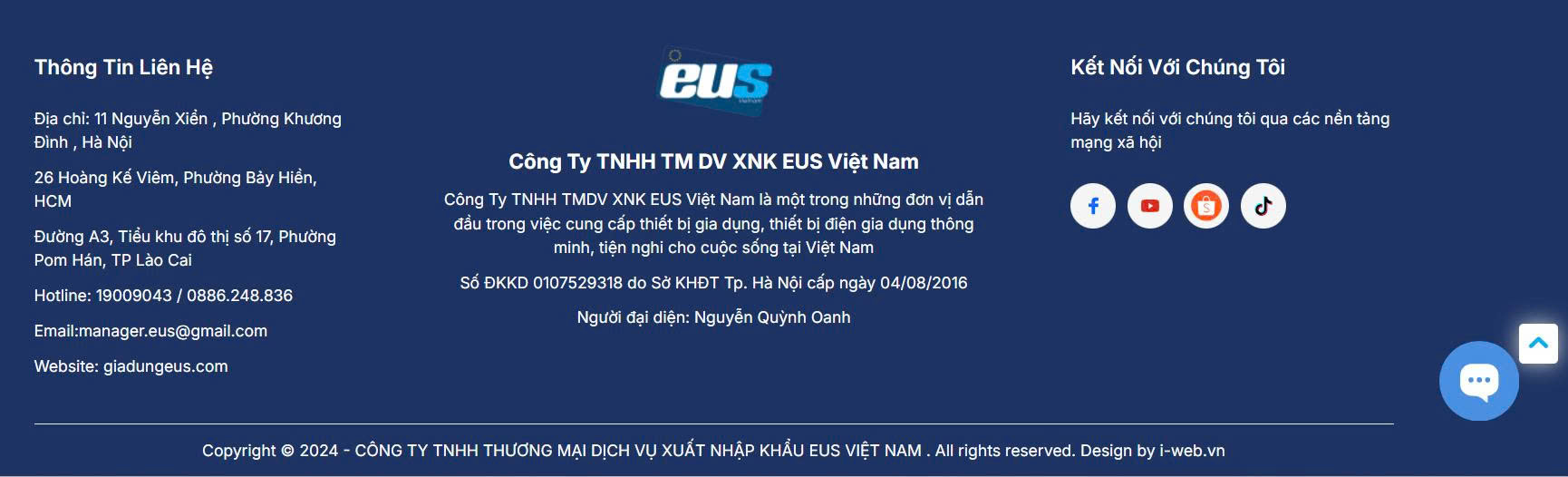 CÔNG TY TNHH THƯƠNG MẠI DỊCH VỤ XUẤT NHẬP KHẨU EUS VIỆT NAM